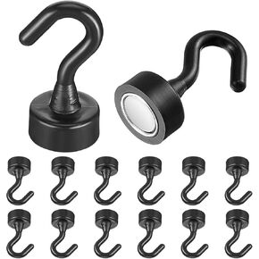 12 Pcs Magnetic Hooks, Heavy Duty Magnetic Hooks Cruise for Hanging, Black Small Magnet Cute Hook for Refrigerator, Tiny Cruise Hooks for Classroom, Office, Kitchen, Cruise Cabin