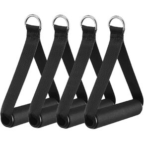 Garneck 4pcs Resistance Band Handles Plastic D Ring Exercise Strap Foam Handle Band Fitness Equipment for Home Gym Overhead Strength Training Stretching Black