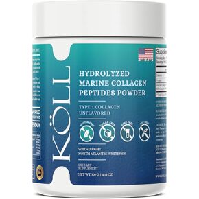 KÖLL Marine Collagen Peptides Powder, Unflavored & Sugar-Free | 10,000mg Hydrolyzed Collagen Supplements | Wild-Caught Sourced, Non-GMO & Zero Preservatives Type 1 Collagen for Bone & Skin Health