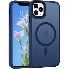 for iPhone 16 Case Magnetic, [Compatible with MagSafe] Magnetically Enhanced Military Grade Protective Slim Translucent Matte Skin Smooth Phone Case for iPhone 16, Black