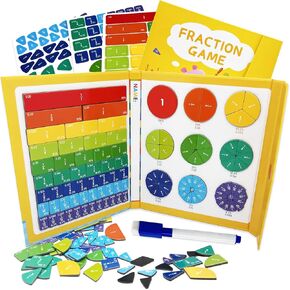 Magnetic Fraction Educational Puzzle Tiles Toys, Education Science Materials Insights Games, Score Disk Demonstrator, Suitable For Decimal Fraction Manipulatives 3rd+ Grade, Math Teaching Tools