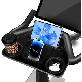 Desk Attachment for Peloton Bike+（Not Bike）, Tray Holder for Phone, Cup, Tablet, Ergonomic Platform Tray（Black）