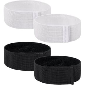 4pcs Football Shin Guard Straps, Black White Soccer Shin Fixed Ankle Straps Polyester Yarn Elastic Football Shin Guard Holders for Kicking Ball Cycling Running