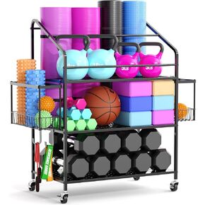 Houseables Weight Rack for Home Gym, Home Gym Storage Rack, 39"x16", 200LB Capacity, Metal, Dumbbell Rack, Workout Equipment Storage, Yoga Mat Stand, Organizer for Dumbbells, Weights, Kettlebell