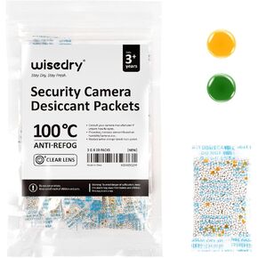 wisedry 5 Grams [20 Packets] Premium Camera Desiccant Packets with Color Indicating Beads, 70% High Moisture Absorption Dehumidifiers, Moisture Absorbers for Outdoor Security Camera