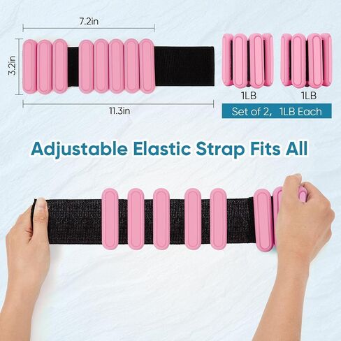 Adjustable Ankle & Wrist Weights for Women & Men,1 lbs Each,Silicone Wearable Wrist Bangles for Gym,Yoga,Pilate,Exercise,Strength Training. Arm & Leg Workout Weights.Set of 2 in Saudi Arabia