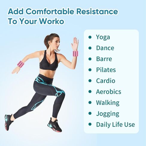 Adjustable Ankle & Wrist Weights for Women & Men,1 lbs Each,Silicone Wearable Wrist Bangles for Gym,Yoga,Pilate,Exercise,Strength Training. Arm & Leg Workout Weights.Set of 2 in Saudi Arabia
