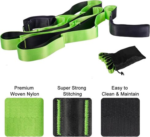 Stretch Strap, 12 Loop Yoga Stretch Strap, Non-elastic Stretch Strap for Stretching, Physical Therapy, Pilates, Dance, Gymnastics, and Athletic Trainers with Carry Bag in Saudi Arabia