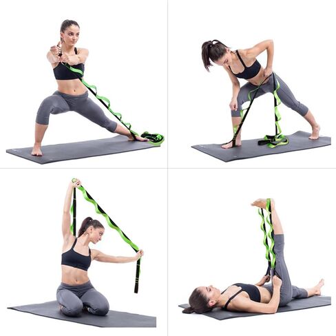 Stretch Strap, 12 Loop Yoga Stretch Strap, Non-elastic Stretch Strap for Stretching, Physical Therapy, Pilates, Dance, Gymnastics, and Athletic Trainers with Carry Bag in Saudi Arabia