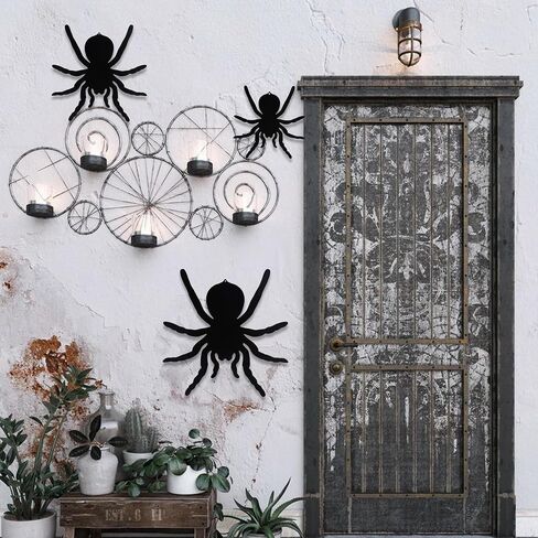 Manortang 3PCS Metal Spider Halloween Decorations Spider Wall Decor Halloween Hanging Décor Indoor Outdoor Room Garden Yard Halloween Party Decorations in Saudi Arabia