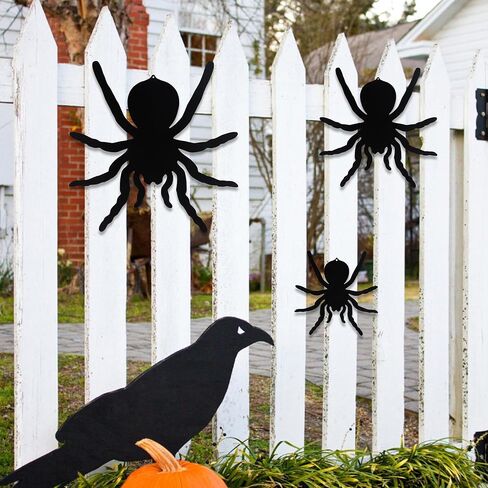 Manortang 3PCS Metal Spider Halloween Decorations Spider Wall Decor Halloween Hanging Décor Indoor Outdoor Room Garden Yard Halloween Party Decorations in Saudi Arabia