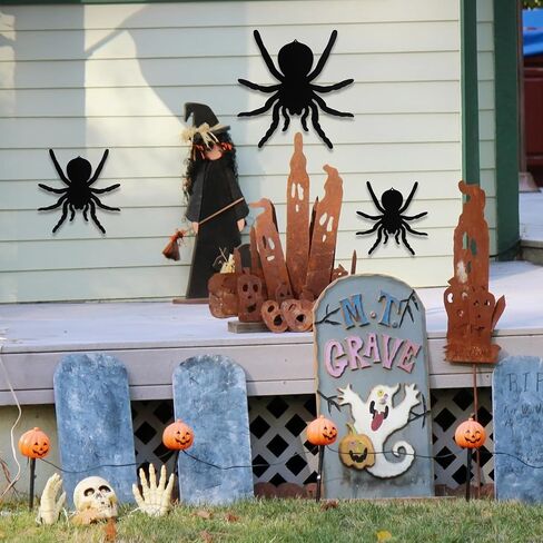 Manortang 3PCS Metal Spider Halloween Decorations Spider Wall Decor Halloween Hanging Décor Indoor Outdoor Room Garden Yard Halloween Party Decorations in Saudi Arabia
