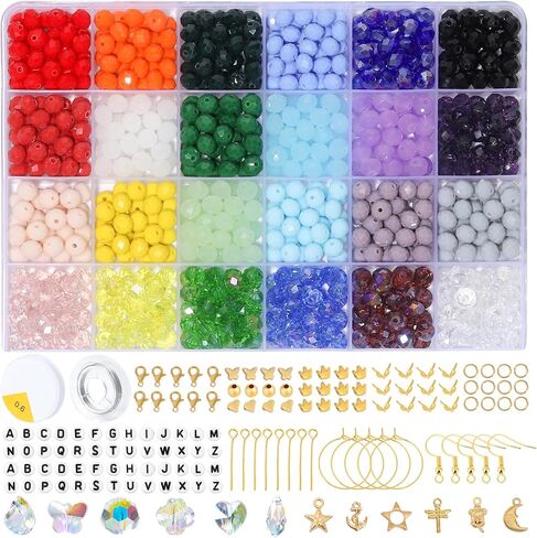 Xilitata 2400Pcs 4mm Faceted Beads for Jewelry Making Crystal Beads Faceted Jewelry Beads for Friendship Bracelet Making Kit Craft Beads with Charms in Saudi Arabia