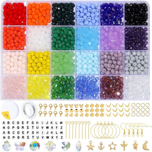 Xilitata 2400Pcs 4mm Faceted Beads for Jewelry Making Crystal Beads Faceted Jewelry Beads for Friendship Bracelet Making Kit Craft Beads with Charms in Saudi Arabia
