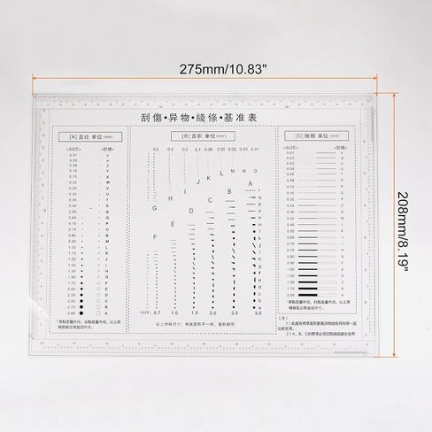 HARFINGTON High Precision SEC Size Estimation Chart 270x180mm Transparency Flaw Detection Film Ruler for Diameter Area and Line Width Defects Measuring in Saudi Arabia