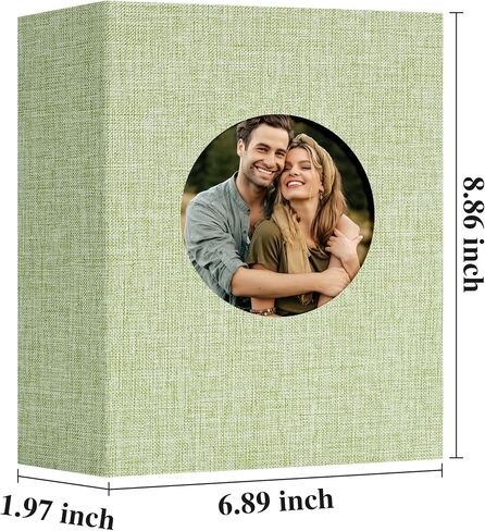 ألبوم صور Vienrose مقاس 4x6 صور و100 جيب وغطاء من الكتان مع كتاب صور سهل الارتداء مع نافذة مستديرة لقضاء عطلة الزفاف، بيج in Kuwait