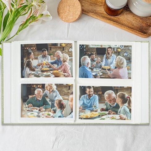 ألبوم صور Vienrose مقاس 4x6 صور و100 جيب وغطاء من الكتان مع كتاب صور سهل الارتداء مع نافذة مستديرة لقضاء عطلة الزفاف، بيج in Kuwait