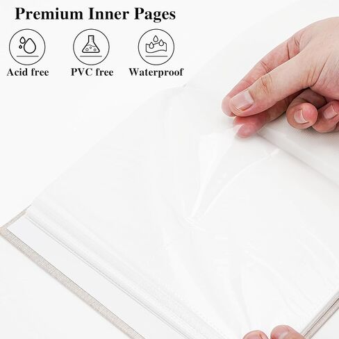 ألبوم صور Vienrose مقاس 4x6 صور و100 جيب وغطاء من الكتان مع كتاب صور سهل الارتداء مع نافذة مستديرة لقضاء عطلة الزفاف، بيج in Kuwait