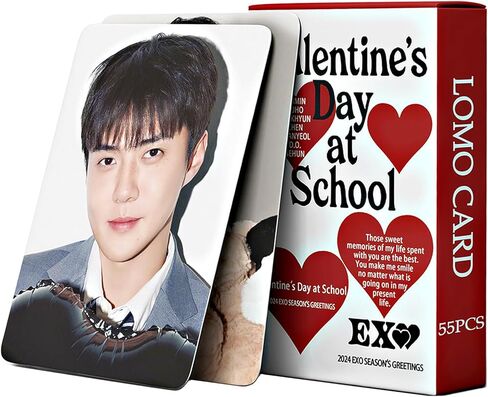 EXO Photocard 55PCS EXO Valentine's Day at School Photo Cards Album Kpop EXO Lomo Cards EXO Merch for Fans Birthday Gift Set for Boys and Girls in Kuwait
