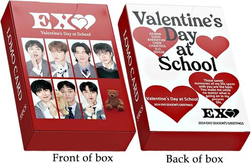 EXO Photocard 55PCS EXO Valentine's Day at School Photo Cards Album Kpop EXO Lomo Cards EXO Merch for Fans Birthday Gift Set for Boys and Girls in Kuwait