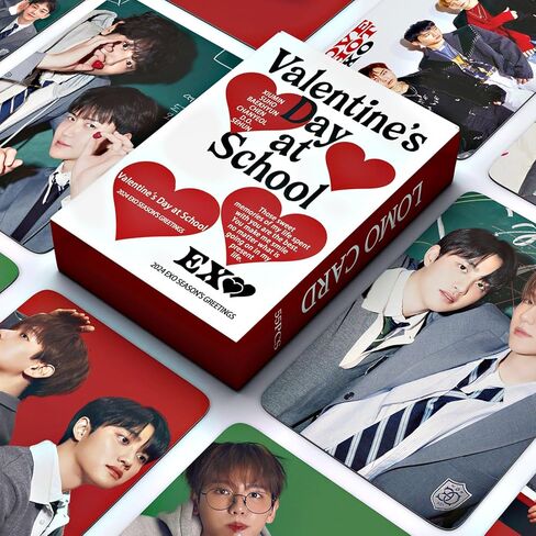 EXO Photocard 55PCS EXO Valentine's Day at School Photo Cards Album Kpop EXO Lomo Cards EXO Merch for Fans Birthday Gift Set for Boys and Girls in Kuwait