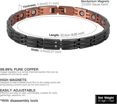 سوار نحاسي للنساء يخفف التهاب المفاصل ونفق الرسغ والصداع النصفي وآلام مرفق التنس للنساء سوار نحاسي نقي قابل للتعديل (نحاس) in Kuwait