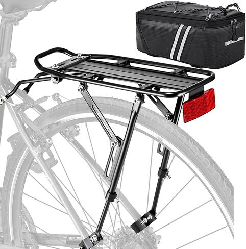 YONTUO Rear Bike Rack with Bike Bag,Bike Cargo Rack with Large Size Reflective and Extra Long Mounting Brackets,Universal Adjustable Touring Carrier Rack,Large Capacity Bike Pannier Rack in Saudi Arabia
