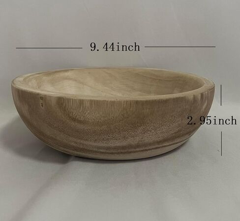 11" Paulownia Wood Round Bowl, Fire Burning Handmade Wooden Decorative Bowl, Modern Large Wood Bowl,Wooden Fruit Bowl for Room Décor, Parties, Wedding Centerpiece, Floral Arrangements in Saudi Arabia