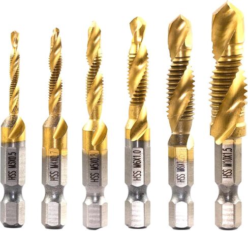 مجموعة مكونة من 6 قطع لقم حفر مترية، صنابير حفر مترية M3-M10 للألومنيوم الفولاذي والصفائح المعدنية وغيرها من الألواح الرقيقة المعدنية الصلبة in Kuwait