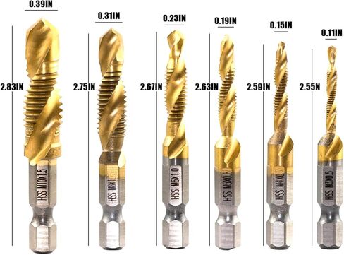مجموعة مكونة من 6 قطع لقم حفر مترية، صنابير حفر مترية M3-M10 للألومنيوم الفولاذي والصفائح المعدنية وغيرها من الألواح الرقيقة المعدنية الصلبة in Kuwait