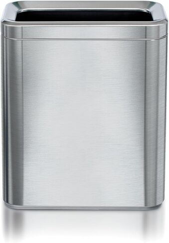 Clorox 13 Gallon Trash Can - 50L Slim Open Top Garbage Bin for Commercial Spaces, Kitchen, Office - Narrow Rectangular Stainless Steel Body with Hinged Rim and Odor Protection in Saudi Arabia