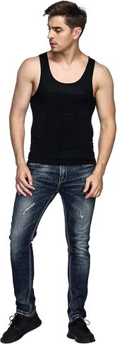 حزمة Odoland - قطعتان من قميص تنحيف الجسم المكون من 3 قطع للرجال وقميص فقدان الوزن وقميص رجالي مضغوط من قطعتين باللون الأسود، مقاس L in Kuwait