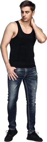 حزمة Odoland - قطعتان من قميص تنحيف الجسم المكون من 3 قطع للرجال وقميص فقدان الوزن وقميص رجالي مضغوط من قطعتين باللون الأسود، مقاس L in Kuwait