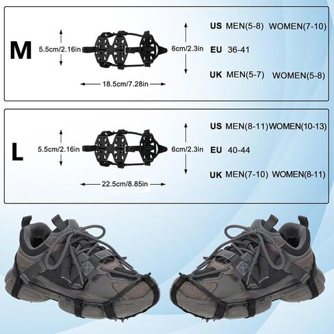 Ice Cleats Snow Spikes for Shoes and Boots, Traction Cleats Crampon with 24 Ice Snow Grips, Winter Outdoor Non-Slip Crampon for Walking, Fishing, Climbing and Hiking in Saudi Arabia