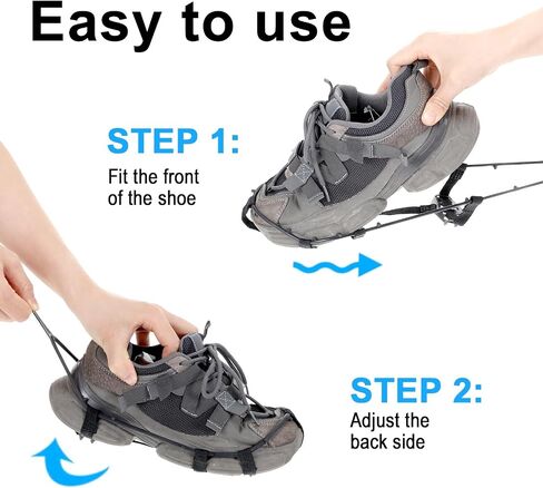 Ice Cleats Snow Spikes for Shoes and Boots, Traction Cleats Crampon with 24 Ice Snow Grips, Winter Outdoor Non-Slip Crampon for Walking, Fishing, Climbing and Hiking in Saudi Arabia
