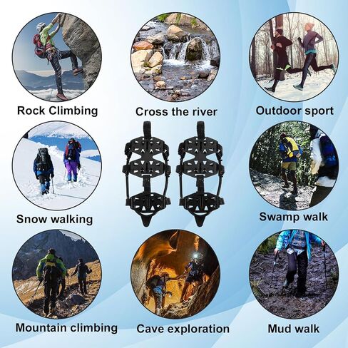 Ice Cleats Snow Spikes for Shoes and Boots, Traction Cleats Crampon with 24 Ice Snow Grips, Winter Outdoor Non-Slip Crampon for Walking, Fishing, Climbing and Hiking in Saudi Arabia