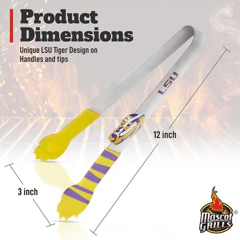 LSU University Tiger Tongs - Rust Resistant Kitchen & BBQ Grilling Tongs - Ideal gift for Tailgaters, Campers and Outdoor Cooking in Saudi Arabia