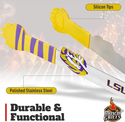 LSU University Tiger Tongs - Rust Resistant Kitchen & BBQ Grilling Tongs - Ideal gift for Tailgaters, Campers and Outdoor Cooking in Saudi Arabia