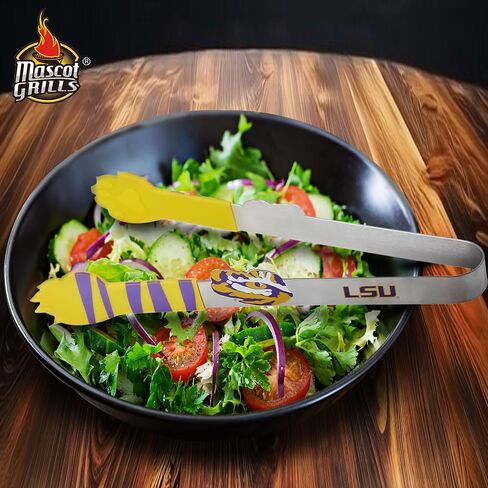 LSU University Tiger Tongs - Rust Resistant Kitchen & BBQ Grilling Tongs - Ideal gift for Tailgaters, Campers and Outdoor Cooking in Saudi Arabia