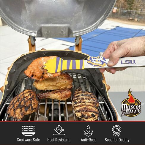 LSU University Tiger Tongs - Rust Resistant Kitchen & BBQ Grilling Tongs - Ideal gift for Tailgaters, Campers and Outdoor Cooking in Saudi Arabia