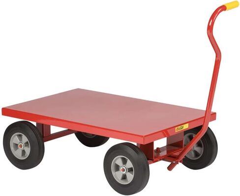 شاحنة عربة من الفولاذ الصلب LW-2436-10 مع شفة 1-1/2 بوصة، وعجلة مطاطية صلبة مقاس 10 بوصة × 2-3/4 بوصة، باللون الأحمر، سعة تحميل 1200 رطل، عرض 24 بوصة × طول 36 بوصة in Kuwait
