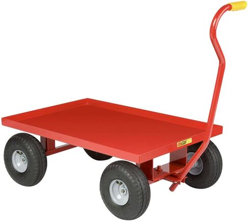 شاحنة عربة من الفولاذ الصلب LW-2436-10 مع شفة 1-1/2 بوصة، وعجلة مطاطية صلبة مقاس 10 بوصة × 2-3/4 بوصة، باللون الأحمر، سعة تحميل 1200 رطل، عرض 24 بوصة × طول 36 بوصة in Kuwait