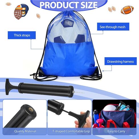 Christian Charity Donation Supplies Deflated Ball Pump Kit Include Football Pump Hand Air Pump with Needle Mesh Sport Bag Carry Bag Samaritan's Purse Operation in Saudi Arabia