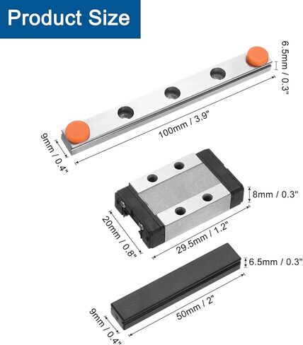 سكة توجيه خطية uxcell MGN9 100 مم مع كتلة عربة منزلقة MGN9C ودليل خطي صغير MGN12 بلاستيكي للطابعات ثلاثية الأبعاد DIY وآلة CNC، أسود in Kuwait