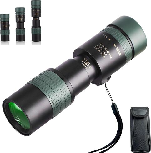 2024 New Upgraded 10-300x40 Monoculars For Adults High Powered – Zoom Monocular Telescope with BAK4 & FMC Lens for Olympics, Concerts, Birdwatching, Stargazing (Smartphone Adapter &Tripod NOT include) in Saudi Arabia