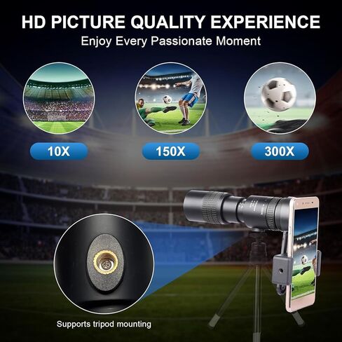 2024 New Upgraded 10-300x40 Monoculars For Adults High Powered – Zoom Monocular Telescope with BAK4 & FMC Lens for Olympics, Concerts, Birdwatching, Stargazing (Smartphone Adapter &Tripod NOT include) in Saudi Arabia