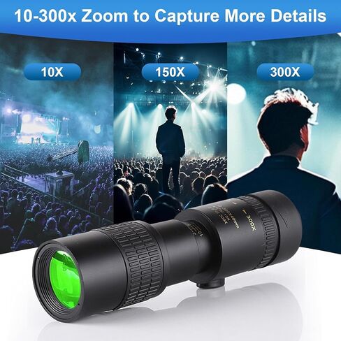2024 New Upgraded 10-300x40 Monoculars For Adults High Powered – Zoom Monocular Telescope with BAK4 & FMC Lens for Olympics, Concerts, Birdwatching, Stargazing (Smartphone Adapter &Tripod NOT include) in Saudi Arabia