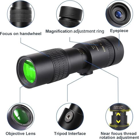 2024 New Upgraded 10-300x40 Monoculars For Adults High Powered – Zoom Monocular Telescope with BAK4 & FMC Lens for Olympics, Concerts, Birdwatching, Stargazing (Smartphone Adapter &Tripod NOT include) in Saudi Arabia