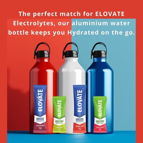 ELOVATE - 17 oz Aluminum Water Bottle - BPA Free Uninsulated Water Aluminum Bottle - Lightweight & Durable Aluminum Bottles for Sports, Hiking, Travel - Reusable Water Bottle for Hydration(Red) in Saudi Arabia