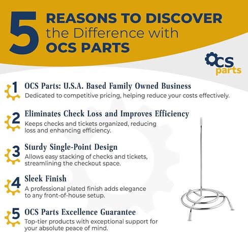 OCS Parts 3-Pack مطعم فحص المغازل | كروم | حوامل إيصالات مقاس 6.5 بوصة لرواد المطاعم والمطاعم والوجبات الجاهزة والحانات in Saudi Arabia